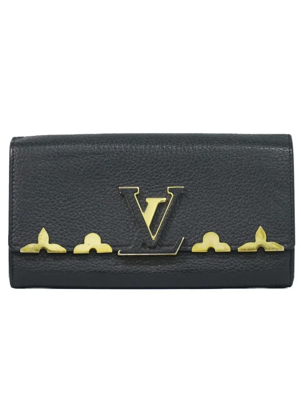 Louis Vuitton LV Portefeuille Capucines Leather Wallet Noir Black